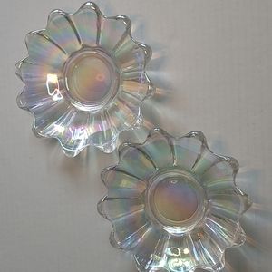 Rainbow Clear Glass Candle Holders Set of 2